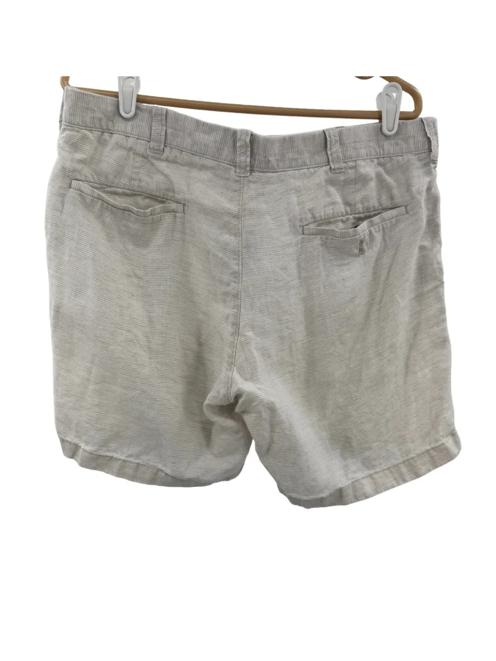 J. Crew Men's Cream Textured Flat-Front Shorts 100% linen 34 preppy summer